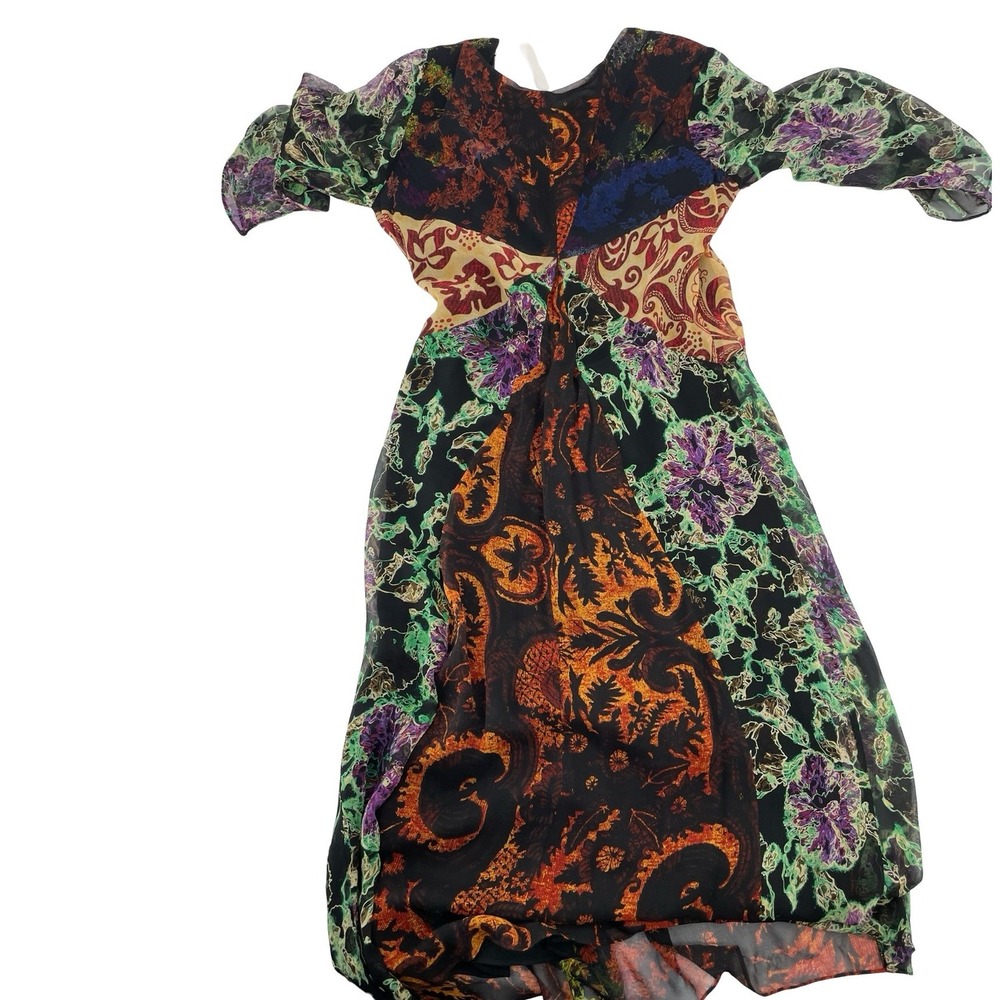 Diane von Furstenberg Women's Dress Maxi Patchwork Multicolor Silk 10